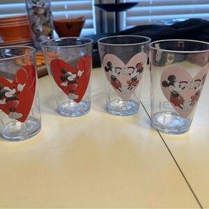 Pottery Barn Kids Mickey and Minnie Heart Glass Set